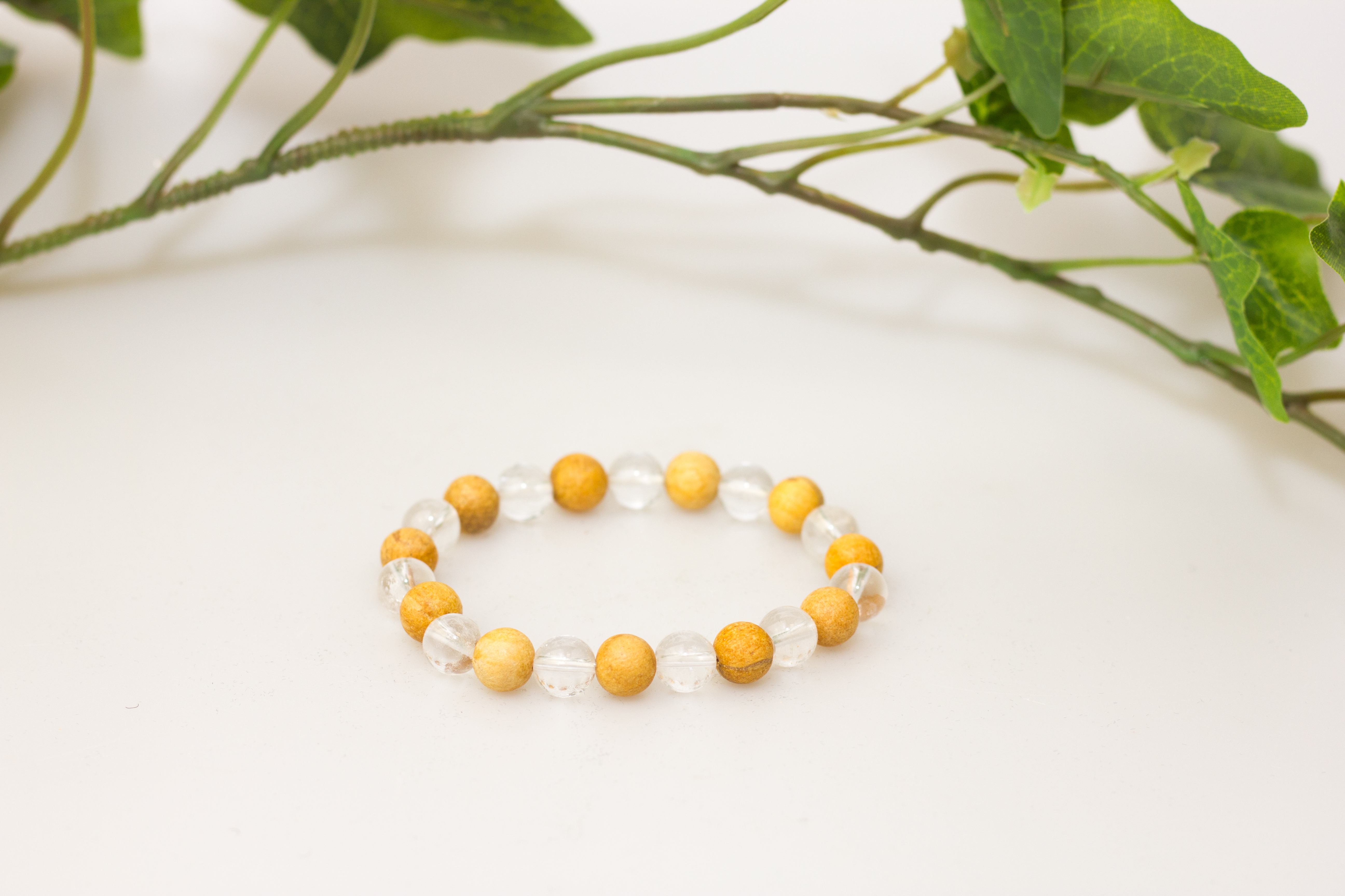 Armband elastisch Bergkristall/ Palo Santo - 0.8 cm