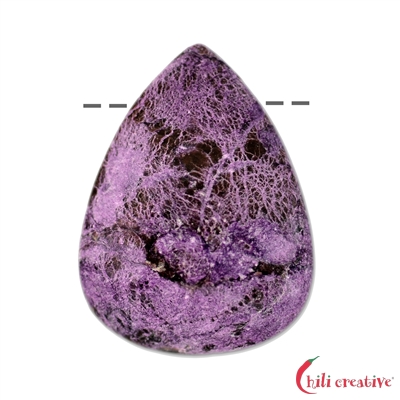 Stichtit Cabochon Tropfen gebohrt ca. 40 mm, A- Qualität