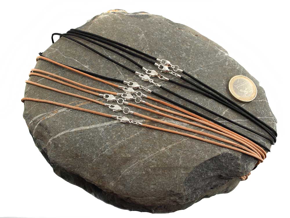 Lederband mit Karabiner - Natur