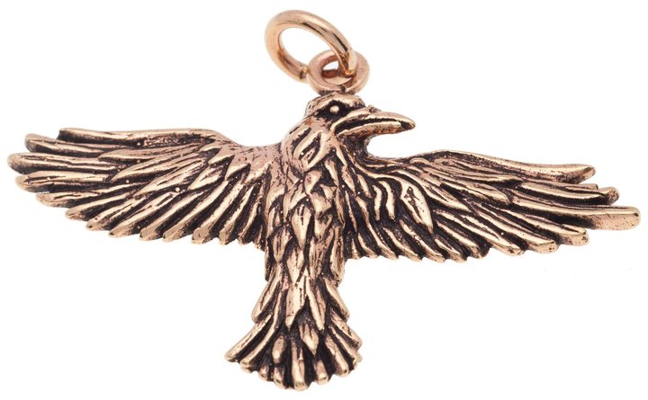 Schmuck Anhänger - HUGIN - 4.7 cm - Großer Rabe - Odin Vikings - Bronze