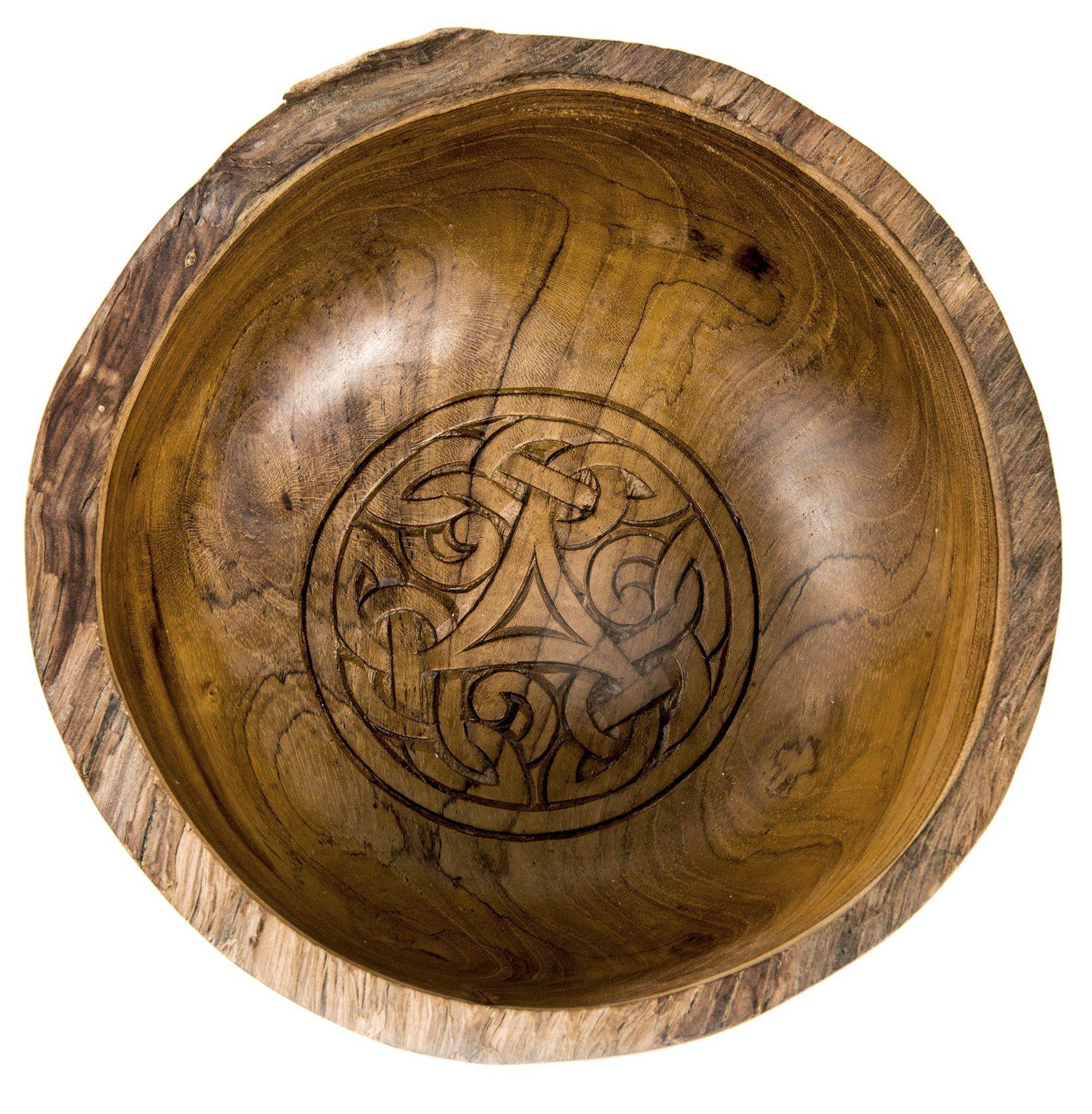 Rustikale Schale - ASKINA - DM 19 cm - Keltische Triskele - Handarbeit aus Wurzelholz