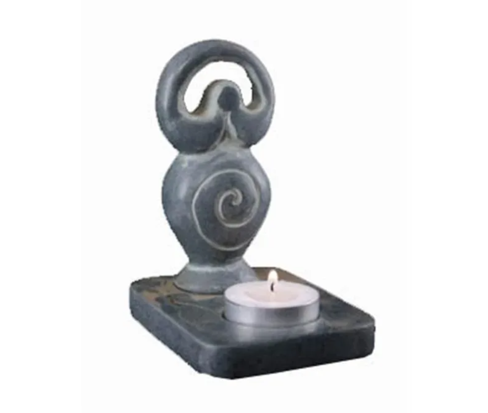 Teelicht-Halter Speckstein Göttin -- 11 cm