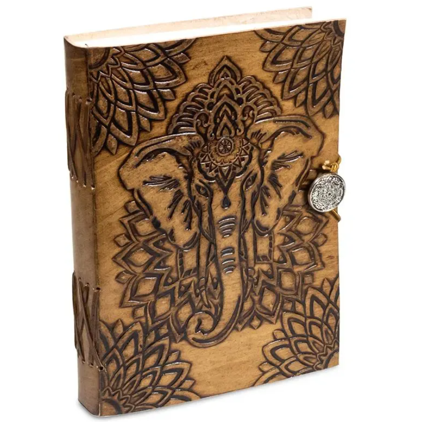Notizbuch Elefant mit Ledereinband -- 250 g